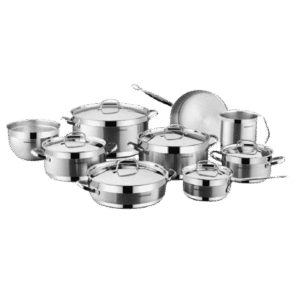 طقم حلل ستانلس كوركماز الفا جامبو 15 قطعة - فضي