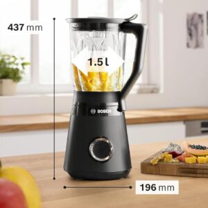 خلاط بوش 1200وات VitaPower زجاجي اسود MMB6172B