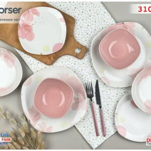 طقم عشاء بورسلين 24 قطعه بورسير