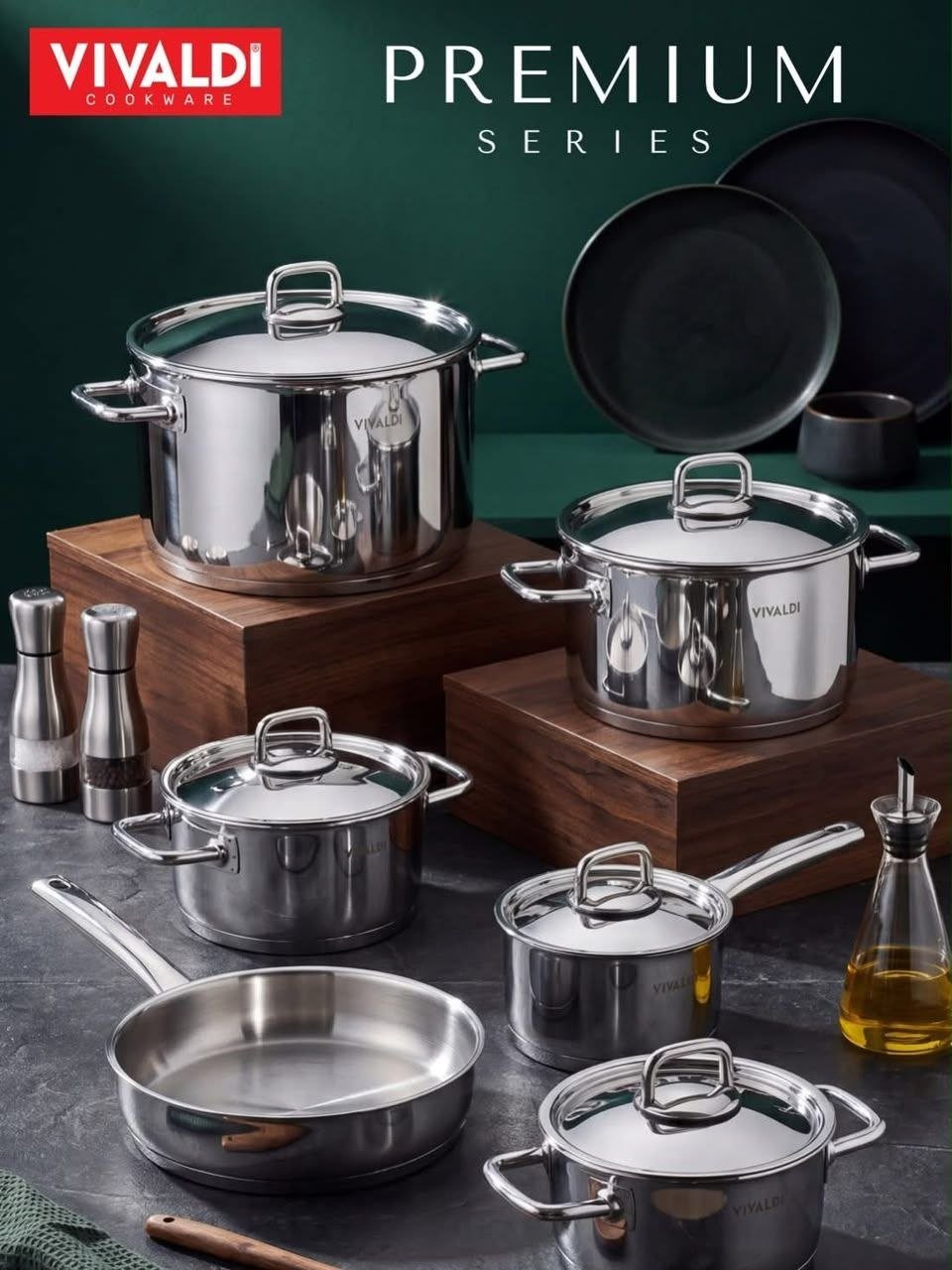 طقم حلل استانلس 11 قطعه فيفالدي - Image 2